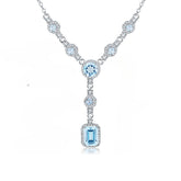 Banquet Jewelry Emerald Cut Natural Gemstones Tassels Silver Necklace